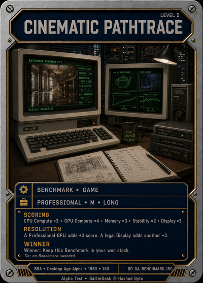 Floating benchmark card art